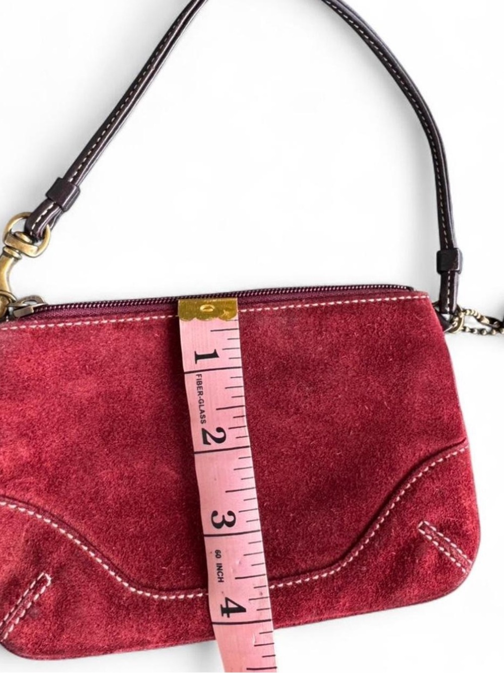 vintage coach burgundy red suede soho hobo wristlet / mini bag 🍷 - Picture 7 of 9
